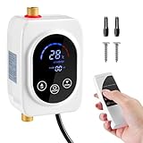 110V Tankless Water Heater Electric, 3000W Instant Water Heater Under Sink Adjustable Temperature, Hot Water Heater with Digital Display for Kitchen Bathroom RV