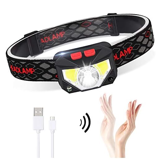 Linterna Frontal LED USB Recargable, ZOYJITU 1Pcs Linterna de cabeza led recargable, 8 Modos de uso (Luz Blanca/Luz Roja/Sensor). Linterna Frontal Led para Correr, Acampar, Pescar, Ciclismo
