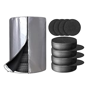 ZATOOTO Reifentasche mit 4 Filzmatten, Wasserdicht Staubdicht Saisonale Reifenhülle hält 4 Reifen (17/19/20/21/22 Zoll), Silber Beschichtet 210D Oxford, 31.5 x 46 IN (80 x 117 cm)