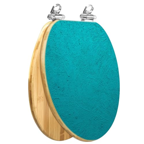 Elongated Toilet Seat Wooden Aquamarine colored wall texture textures different