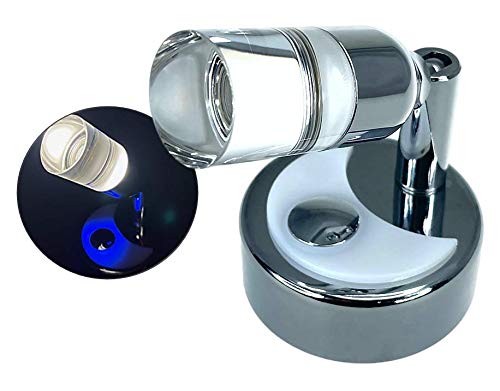 Pactrade Marine Boat RV Auto Warm White Cylinder LED Adjustable Swivel Neck Joint Satin Nickel Aluminum Reading Light 10-15V 2W Touch Switch Non-Magnetic Blue Night Light (1)
