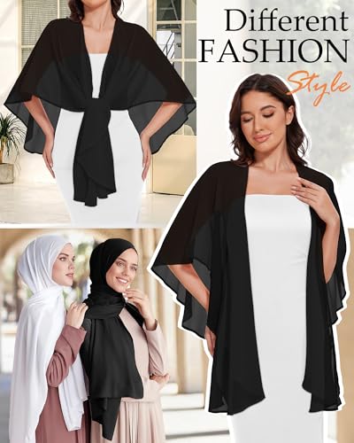 Image of Shawls and Wraps for Evening Dresses Womens Chiffon Scarf Sheer Cover Up