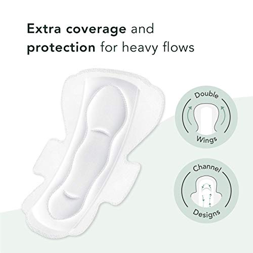 Rael Pads For Women, Organic Cotton Cover - Period Pads With Wings, Feminine Care, Sanitary Napkins, Heavy Absorbency, Unscented (Large, 48 Count) #TOP1
