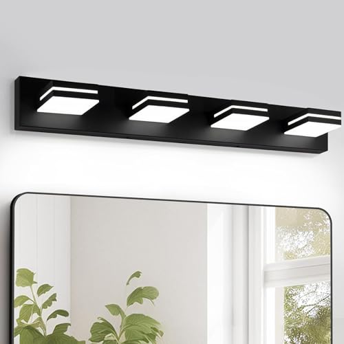 LED Baño Espejo Lámpara de Pared con Rotación Aplique Moderno Rectangular de Aluminio Negro Interior 7