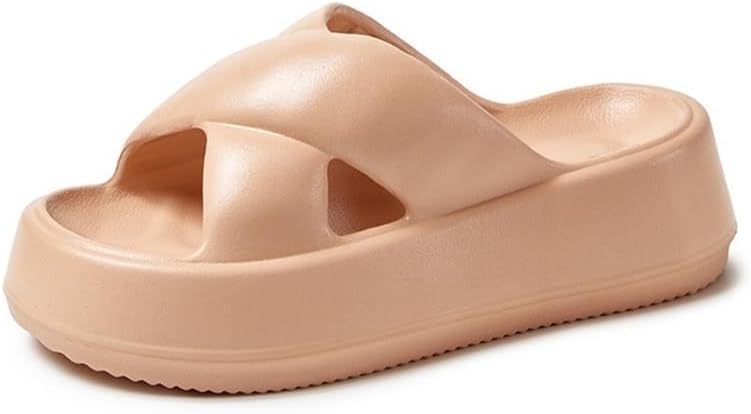 Sandals, Women's Summer Thick Sole Slippers - Soft Indoor/Outdoor Slides Shower Shoes(Khakis,6.5)