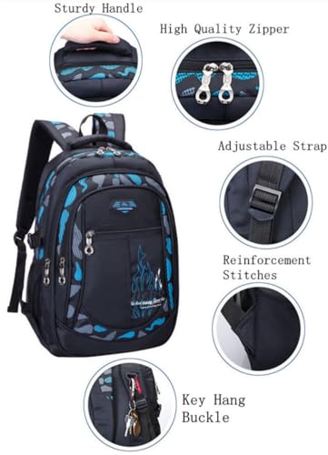 ADGBPE Boys Backpack School Bag Secondary Rucksacks Teenage Student Durable Heavy Duty Large Kids Bookbags Waterproof