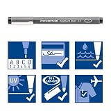 STAEDTLER Czarny pigment w różnych szerokościach linii, atrament pigmentowy, długa metalowa końcówka, długa żywotność, 8 linii w 8 szerokościach linii, stabilne pudełko Staedtler, 308 SB8