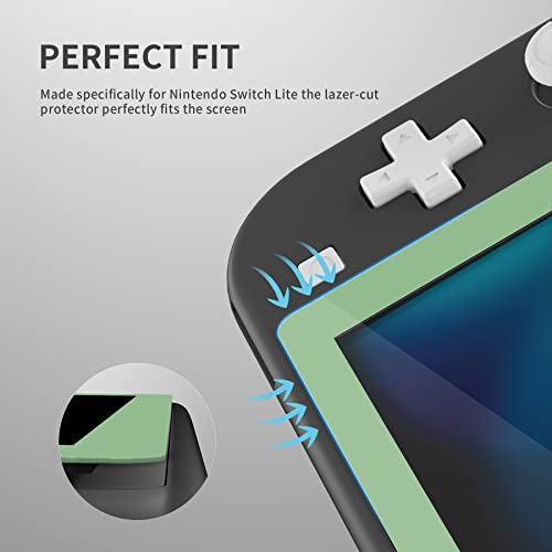 Extremerate 2 Pack Matcha Green Border Transparent Hd Clear Saver Protector Film, Tempered Glass Screen Protector For Nintendo Switch Lite [Anti-Scratch, Anti-Fingerprint, Shatterproof, Bubble-Free] #TOP5