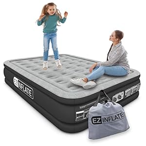 EZ INFLATE Double High Luxury Air Mattress with Built in Pump, Inflatable Mattress