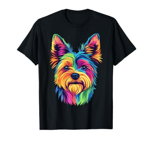 Colorato Yorkshire Terrier Rainbow Yorkie Dog Lover Nero Maglietta