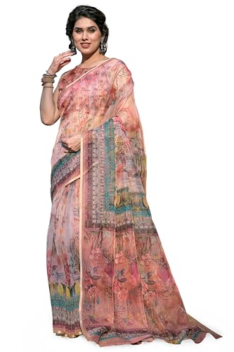 Image of MIRCHI FASHION Saree for Woman Organza Floral Printed | Lightweight Elegant Traditional Sari with Matching Blouse Piece