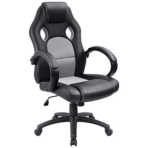 Furmax High Back Office Gaming Chair Computer Desk Chair,Ergonomic Adjustable Racing Chair,Task Swivel Executive Chair with Lumbar Support (Gray)