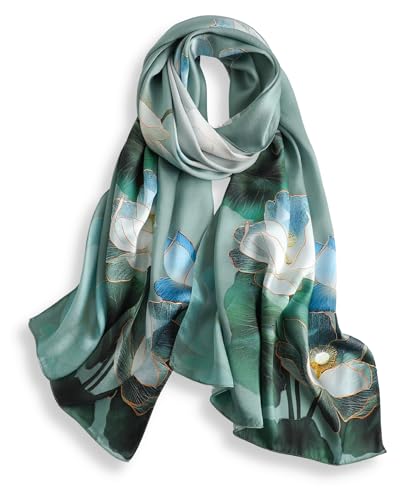 PoeticEHome Écharpe Longue en Soie de Mûrier 100% – Châle Foulard Femme | Emballage Cadeau (170x53cm)