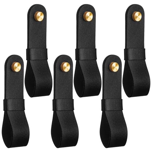 CroBlissful 6 Pcs Leather Curtain Rod Holders PU Leather Curtain