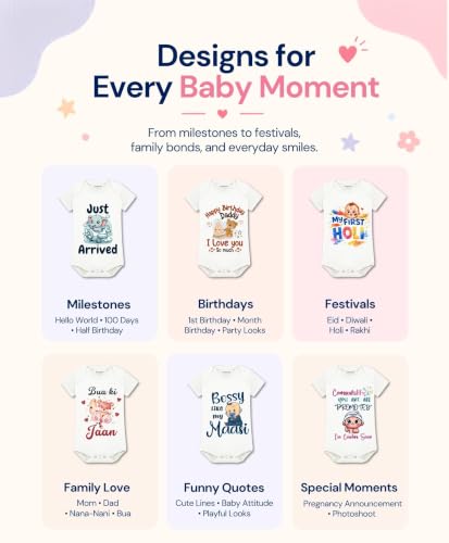 Image of ARVESA Half Birthday Baby Milestone Romper for Baby Boy and Baby Girl Cotton 0-12 Months Design no 277 - Half Birthday