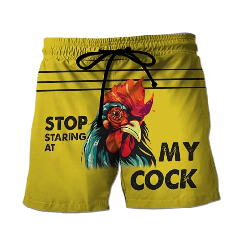 Funny Mens Swim Trunks - Funny Aloha Swimming Trunk for Men - Drawstring Beach Shorts, Mens Swim Shorts Set 28