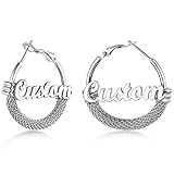 Hoop Earrings with Name for Women Stainless Steel Personalised Earring Gift for Girls Ladies