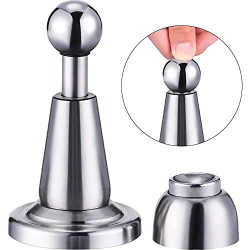 Blulu Tope magnético para puerta de acero inoxidable cepillado, cierre suave, tope de puerta de acero inoxidable para montaje en pared y suelo