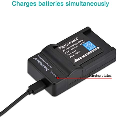 Newmowa NP-50 Replacement Battery (2-Pack) and Portable Micro USB Charger kit for Fujifilm FinePix F100fd; FINEPIX F200EXR; FinePix F300EXR; FinePix F50fd; FinePix F550EXR; FinePix F600EXR