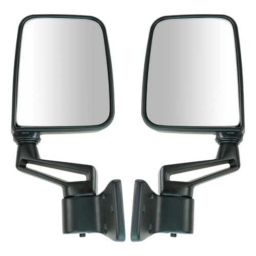 2 Piece Driver and Passenger Side Mirror Assembly Set Manual Folding Manual Adjustment Non-Heated No Memory Black Compatible with 1987-2002 Jeep Wrangler