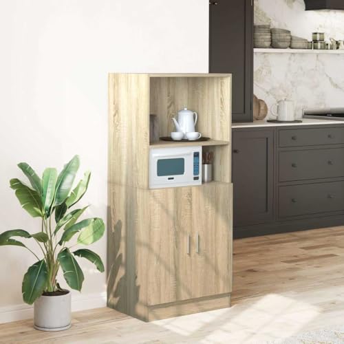 Homvdxl Kitchen Pantry Cupboard, 131 cm H Storage Cabinet with 2 Doors & Open Shelves, Kitchen Storage Units, Brown