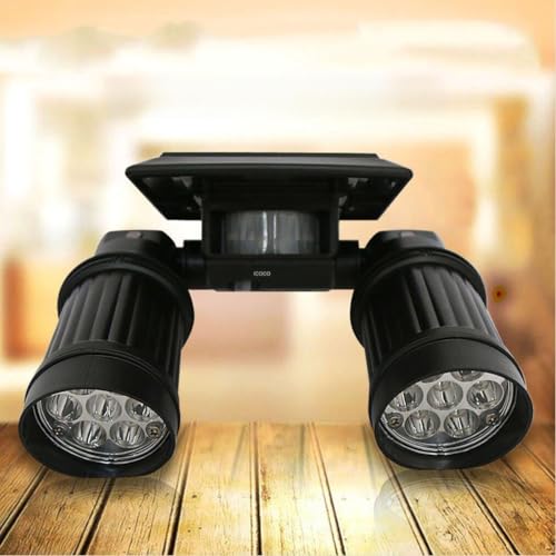 ICOCO Solar Motion Light 14 LEDS PIR Motion Sensor Light Dual-head Outdoor Spotlight Garden Light Day White
