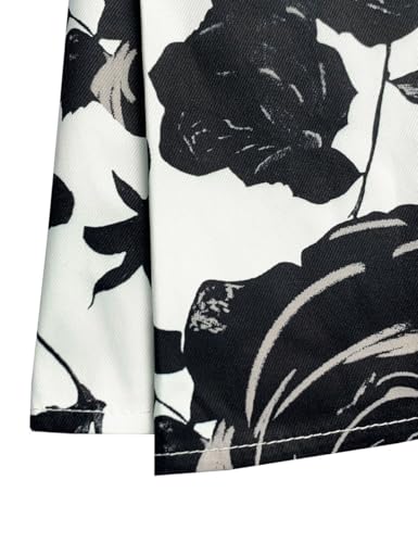 WOKANSE Festival Outfits for Women Lapel Button Down Long Sleeve Shirt Printed V Waist Puff Mini Skirt Suit4