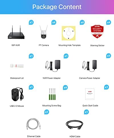 2K PTZ Camera ZOSI 8CH Wireless Security Camera System, 3MP Wireless CCTV System With Two Way Audio,Remote View,Color Night Vision,Outdoor IP66 Waterproof,Motion Detect&App Alert, 1TB HDD Included