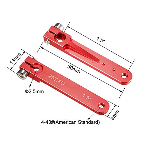 Uxcell Aluminum Servo Arms Single Arm 25T 4-40# Thread Red, For 1.5 Inch Futaba #TOP2