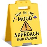 CUTHOLLOW Funny Double-Sided Emotion Sign – 10x16cm "NOT IN THE MOOD/APPROACH WITH CAUTION" Sign for Home, Office, or Dorm, Humor Warning Sign Gift for Friends, Family & Coworkers