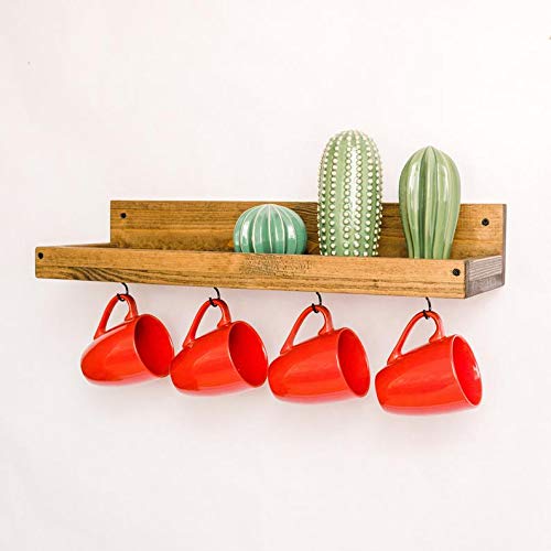 Genuine Decor Coffee Mug Shelf with Hooks Coffee Mug Wall Rack