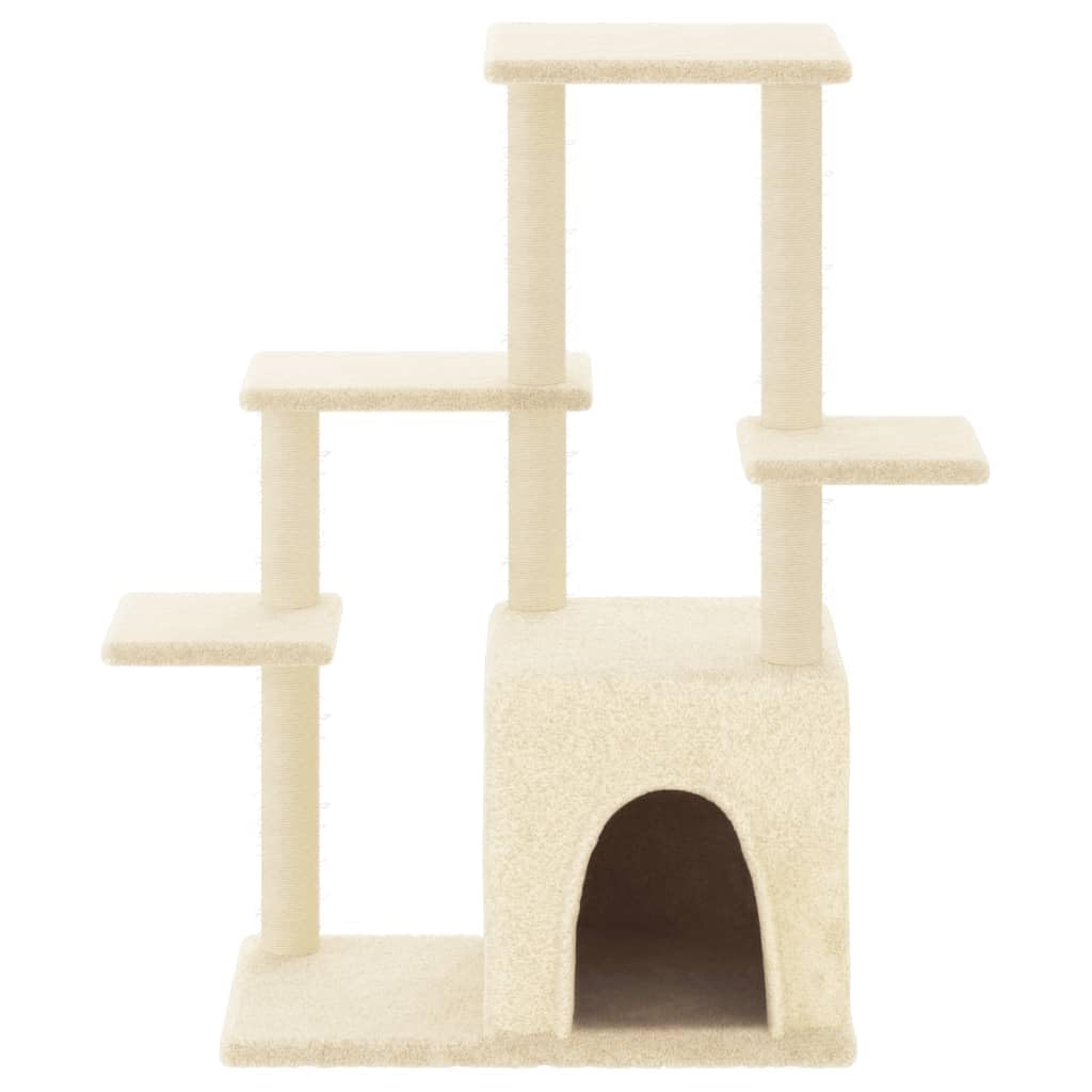 ShGaxin Skrobaczka dla kota z sizalowymi słupkami w kolorze kremowym 97,5 cm, drapak dla kota, drapak dla kota, akcesoria dla kotów, wieża dla kotów, rozrusznik dla kota, domek dla kota