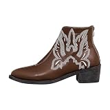 Scarpe da donna 2026 Ladies Comodi British Short Boots Solid Ricamo per Stile, Marrone, 40 EU