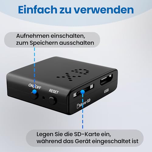 IVVHVVI Mini Kamera-1080P HD Kleine Kamera-Batteriebetriebene Kamera, Nachtsicht, Bewegungserkennung, EIN-Knopf-Bedienung, für den Innen- und Außenbereich geeignet