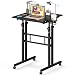 Enayplon Small Standing Desk with Wheels, Tall Mobile Stand Up Table, Portable Standing Desk for Walking Pad, Rolling Table Adjustable Height, Rolling Computer Table for Tall Person