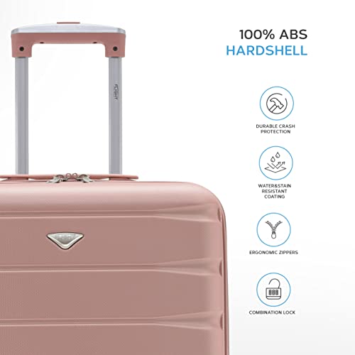 Flight Knight Lichtgewicht 4-wiel ABS Hard Case koffers Cabine & Hold Bagage Opties goedgekeurd voor meer dan 100 luchtvaartmaatschappijen, waaronder easyJet, British Airways, RyanAir, Virgin Atlantic, Emirates & Veel meer, Rosegoud, Cabin - 56x45x25cm, Bagage Set - Image 4
