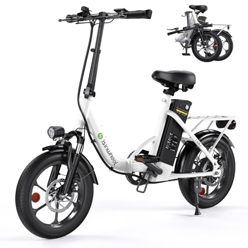 isinwheel U4 16" Folding Electric Bike for Adults, 750W Peak Motor with Max 55Miles PAS Range & 19MPH EBike, 374.4Wh Battery Electric Bicycles Step-Thru Commuter E Bikes for Adults and Teens