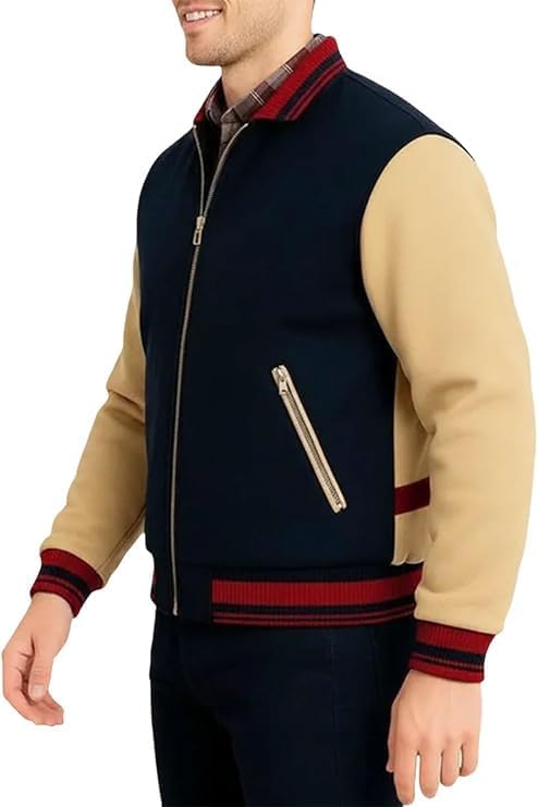 Will Byers Jacket Season 5 | Men's 80s Varsity Style Bomber Wool Jacket