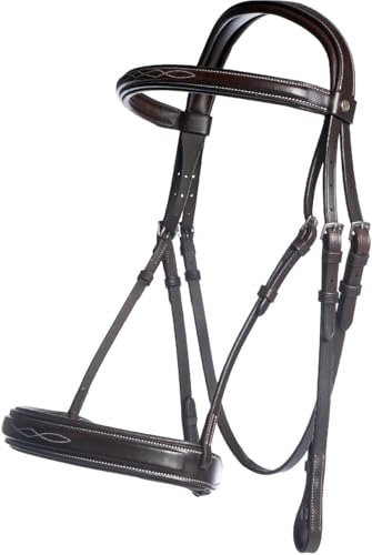 HKM Hunter 2 Bride Marron foncé en cuir de qualité avec muserolle surpiquée