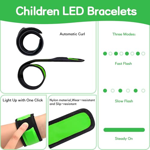 6 Stück LED Armbänder, LED Leuchtarmbänder, grüne LED Armbänder, Kinder grün - Bild 5 von 43