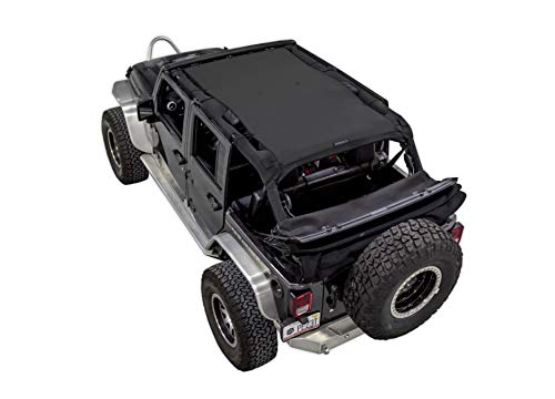 SPIDERWEBSHADE Original JK 4-Door FULL Sunshade Top (2007-2017) Compatible with Jeep Wrangler JKU Rubicon Sahara Sport all trims - Airbag Safe - USA MADE - 10 year Warranty (Black)