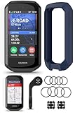 Garmin Edge 1050 Premium Cycling Computer Gift Box Bundle - Color Touchscreen, Built-in Speaker, Group Ride, Road Alerts with PlayBetter Silicone Case (Navy), Screen Protectors, Wall Adapter & Case