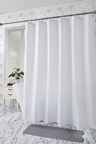 Amazer White Fabric Shower Curtain Liner And Clear Eva 8G Plastic Shower Curtain With Heavy Duty Clear Stones And 12 Grommet Holes,72 X 72 Inches #TOP7