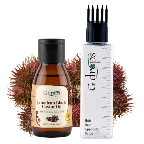 Image of Jamaican Black Castor Oil (Arandi Tel) - 100% Pure Cold-Pressed & Hexane-Free for Hair Growth, Thicker Eyebrows & Eyelashes, Scalp Nourishment | For Men & Women | 70ml