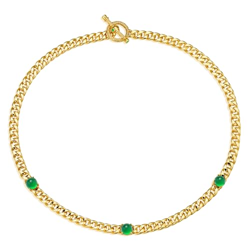 Valloey Rover Gold Necklace for Women 14K Gold Plated Cuban Chain Choker Necklace Simple Necklace Jewelry Gift for Women