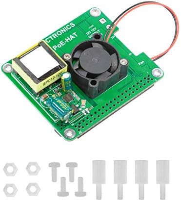 UCTRONICS PoE Hat For Raspberry Pi 5 & 4B/3B+ - Power Over Ethernet With Cooling Fan & Heatsinks