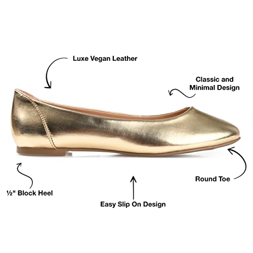 Journee Collection Womens Kavn Comfort Insole Narrow Width Slip On Round Toe Ballet Flats Gold 9 Narrow WOMENS US2