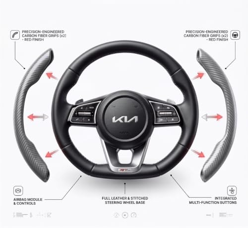 Image of High Life Carbon Fiber Steering Wheel Grip Pads - Grey Color | Anti-Slip Textured Steering Wheel Cover Grip | Universal Fit for Cars | Premium Comfort & Control