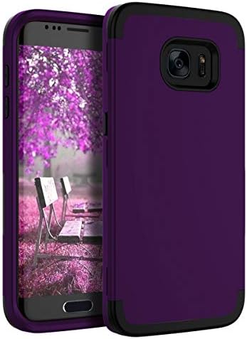 Ulsaar Samsung Galaxy S7 Edge Case Slim Fit Heavy Duty Protection Three Layer Shockproof Anti-Fingerprint Protective Cover Purple Black