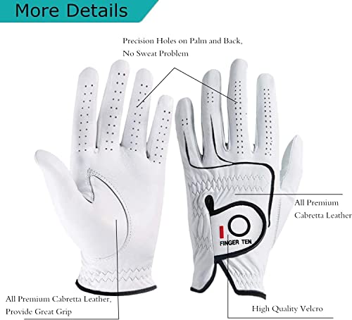 FINGER TEN Golf Gloves Men Left Hand Right Grip Microfiber with Ball Marker 1 Pc - Image 2